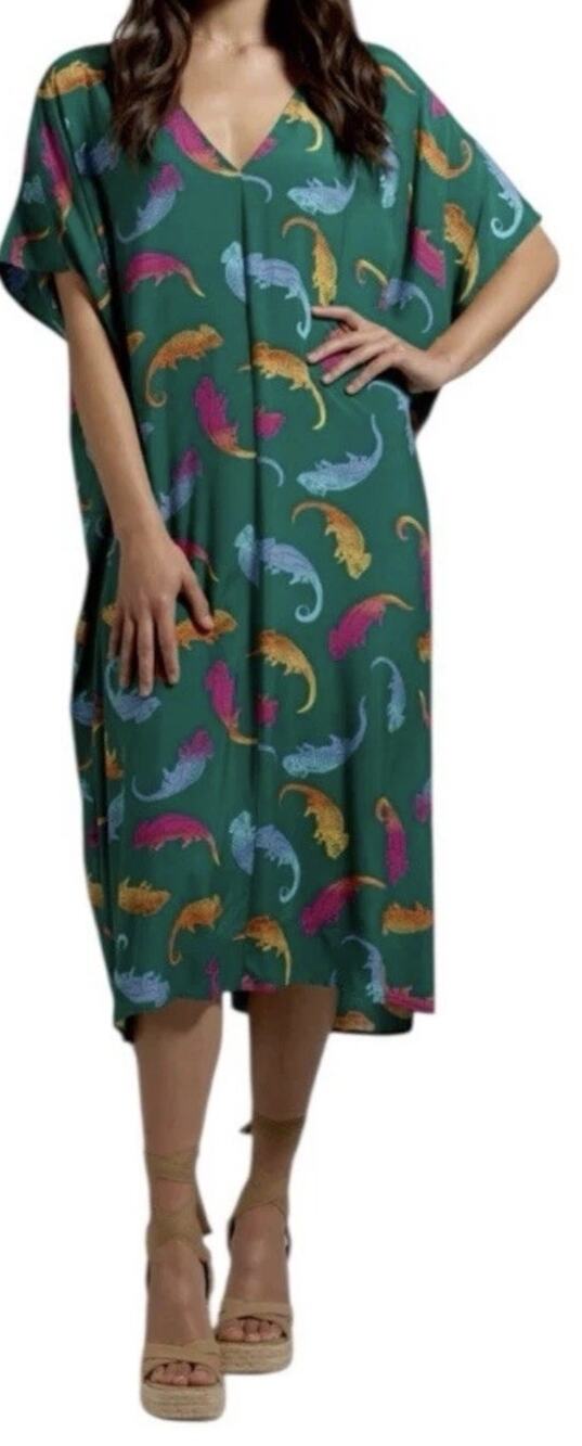 ModCloth Kaftan Shift Dress Green Chameleon M NWT Teacher /Mom of party dress